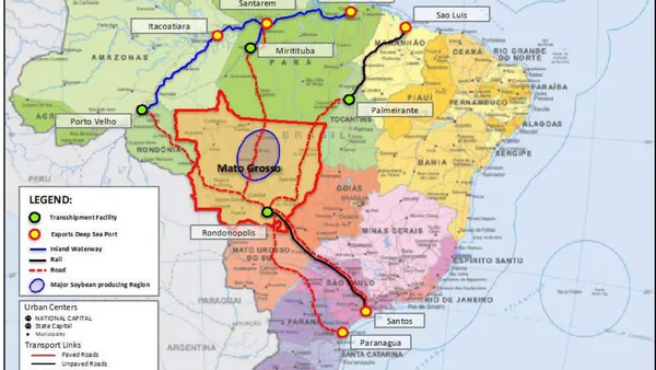 Mapping Least Cost Transport Corridors for Soybean Exports from Mato Grosso: A Case Study of Logistics from Farm to Port