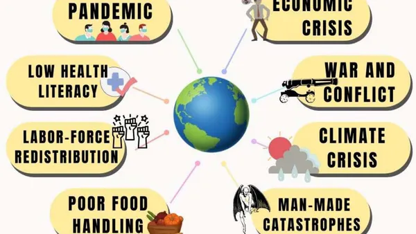 Global Health Issues with Conflict Escalation among Pandemic, Climate, and Economic Crises